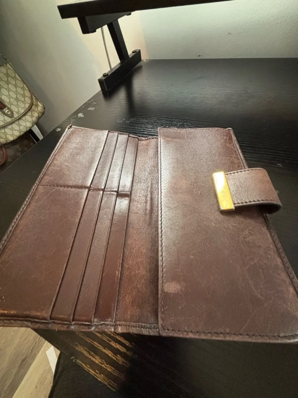 Authentic Vintage Gucci Guccissima Brown Leather Continental Wallet